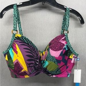 Bleu Rod, Beattie Multicolor Underwire Swim Top Women's Size 18W w/ Tag